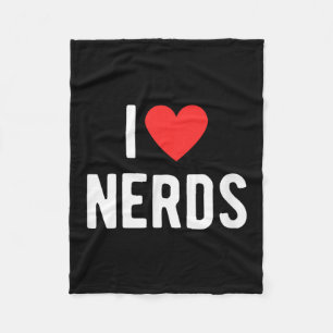 I Love Nerds Funny Geeky Graphic Heart Nerd Fleece Blanket