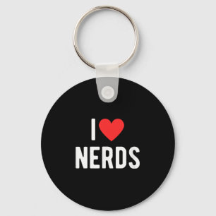I Love Nerds Funny Geeky Graphic Heart Nerd Key Ring