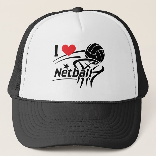 I Love Netball, Netball Trucker Hat (Front)