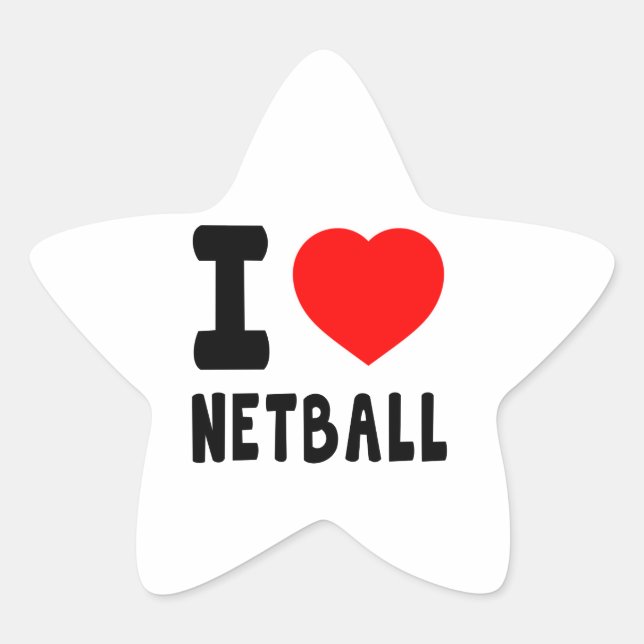 I Love Netball Star Sticker (Front)