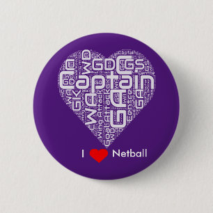 I Love Netball Word Art Design 6 Cm Round Badge