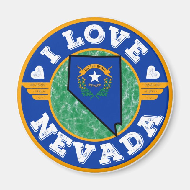 I Love Nevada State Map and Flag Magnet (Front)