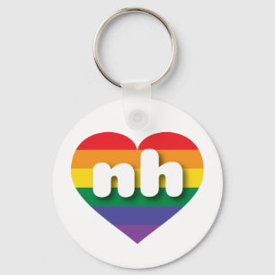 I love New Hampshire Gay Pride Rainbow Heart Key Ring
