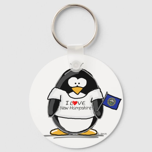 I Love New Hampshire Penguin Key Ring (Front)