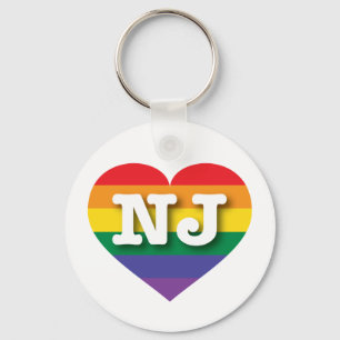 I Love New Jersey Rainbow Heart Key Ring