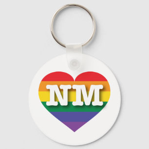 I Love New Mexico Rainbow Heart Key Ring