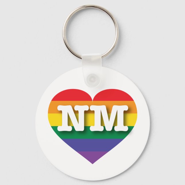 I Love New Mexico Rainbow Heart Key Ring (Front)