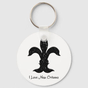 I love New Orleans Contemporary Fleur de lis (b) Key Ring