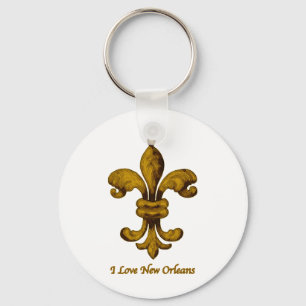 I love New Orleans gold fleur de lis Key Ring