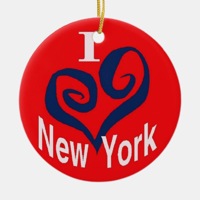 I Love New York Ceramic Tree Decoration (Front)