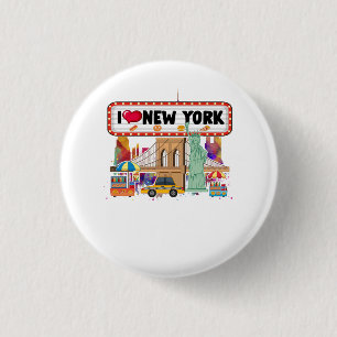 I Love New York City NY Icons Souvenir Statue of L 3 Cm Round Badge