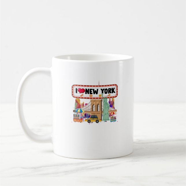 I Love New York City NY Icons Souvenir Statue of L Coffee Mug (Left)