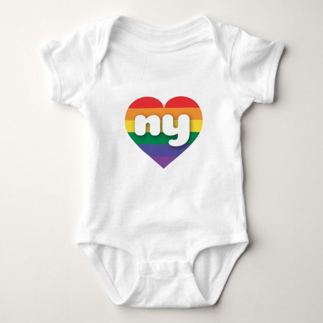 I love New York Gay Pride Rainbow Heart Baby Bodysuit (Front)
