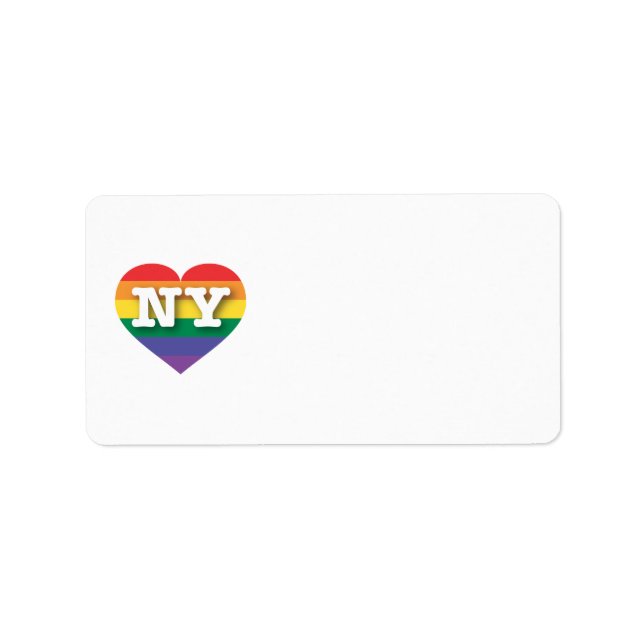 I love New York Gay Pride Rainbow Heart Label (Front)