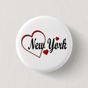 I Love New York Hearts 3 Cm Round Badge