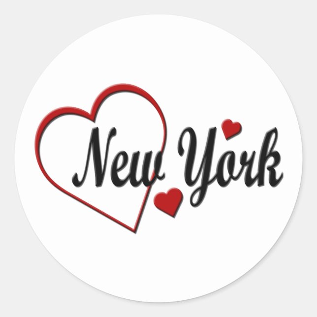 I Love New York Hearts Classic Round Sticker (Front)