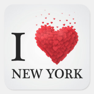 I Love New York Hearts Square Sticker