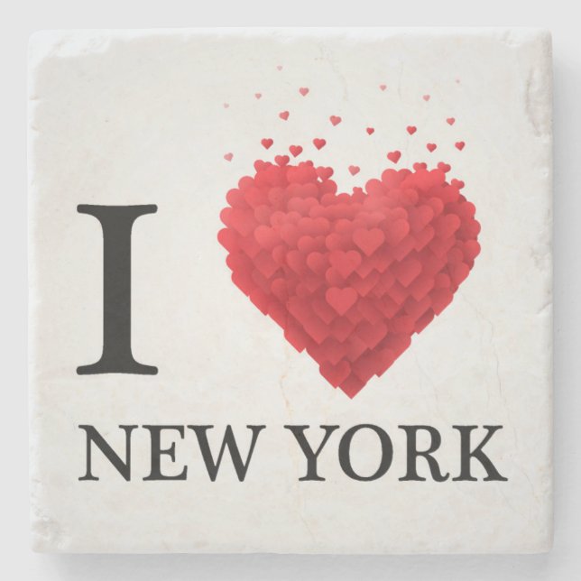 I Love New York Hearts Stone Coaster (Front)