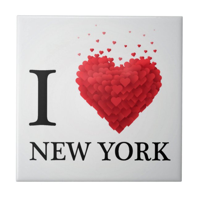 I Love New York Hearts Tile (Front)