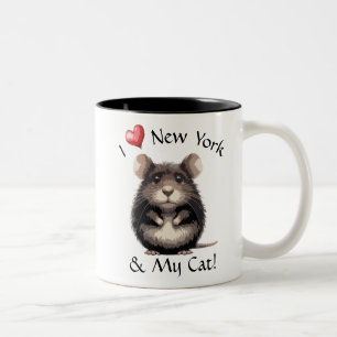 I Love New York & My Cat  Two-Tone Coffee Mug