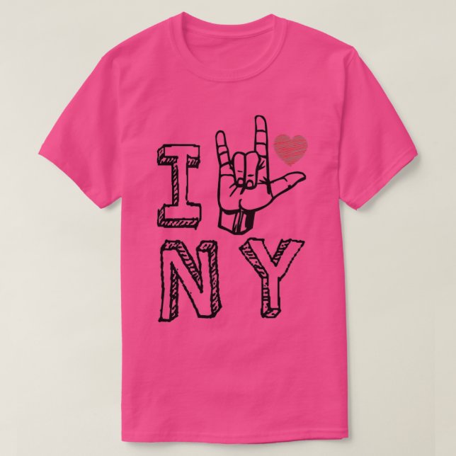 I Love New York NY ASL New York lovers T-Shirt (Design Front)