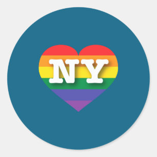 I Love New York Rainbow Heart _1  Classic Round Sticker