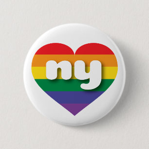 I Love New York Rainbow Heart 6 Cm Round Badge