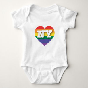 I Love New York Rainbow Heart Baby Bodysuit