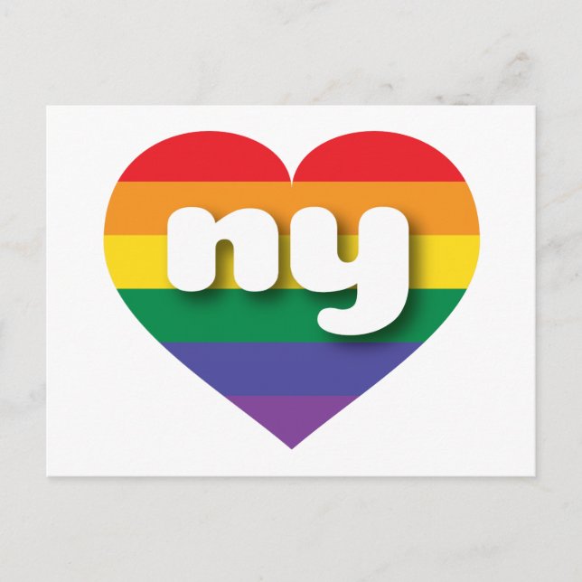 I Love New York Rainbow Heart Postcard (Front)