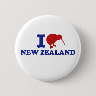 I Love New Zealand 6 Cm Round Badge