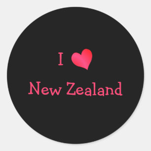 I Love New Zealand Classic Round Sticker