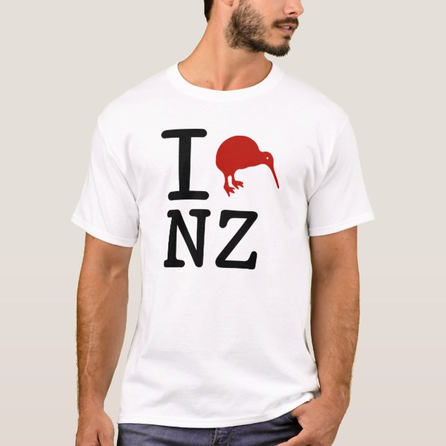 I Love New Zealand Kiwi T-Shirt (Front)