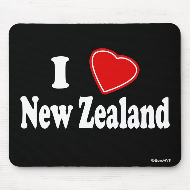 I Love New Zealand Mouse Mat (Front)