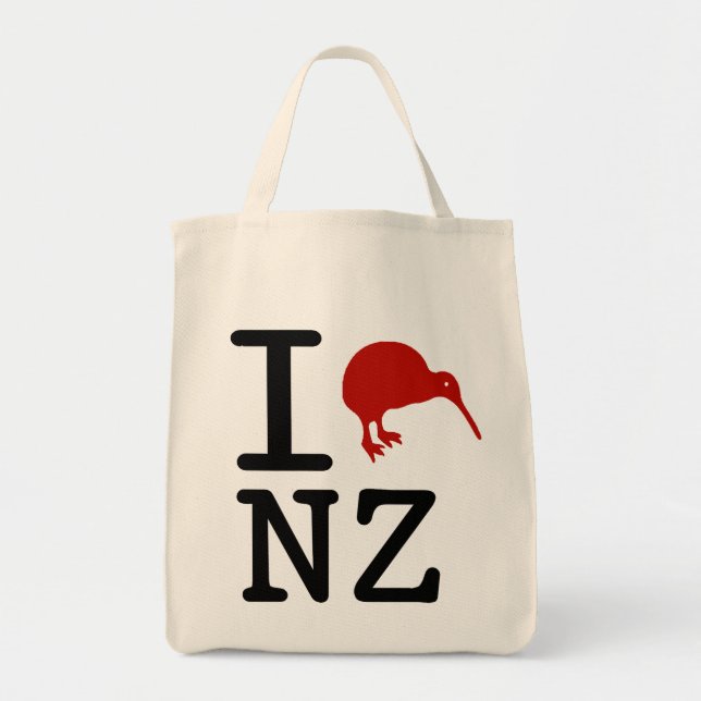 I Love New Zealand Organic Tote Bag (Front)