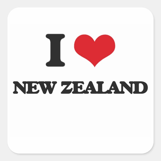 I Love New Zealand Square Sticker (Front)