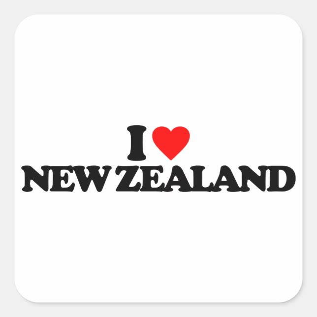 I LOVE NEW ZEALAND SQUARE STICKER (Front)