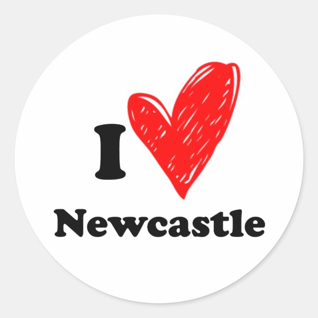 I Love Newcastle Classic Round Sticker (Front)
