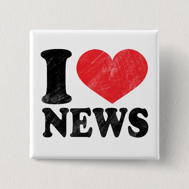I Love News 15 Cm Square Badge (Front)