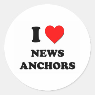 I Love News Anchors Classic Round Sticker