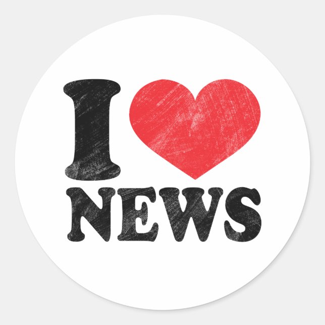 I Love News Classic Round Sticker (Front)
