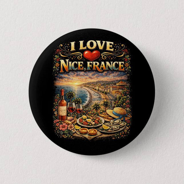 I Love Nice 6 Cm Round Badge (Front)