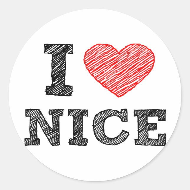 I love Nice Classic Round Sticker (Front)