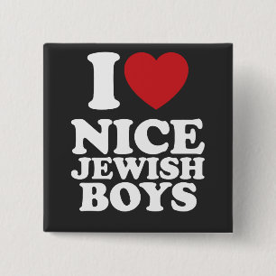 I Love Nice Jewish Boys I Heart Groovy Retro 15 Cm Square Badge