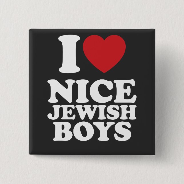 I Love Nice Jewish Boys I Heart Groovy Retro 15 Cm Square Badge (Front)