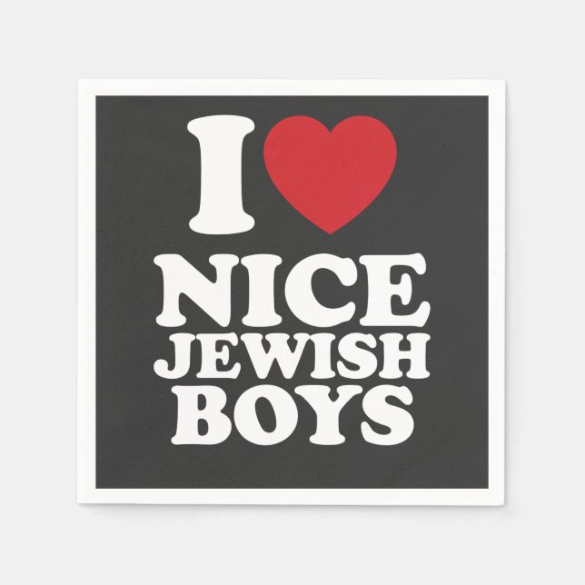 I Love Nice Jewish Boys I Heart Groovy Retro Napkin (Front)