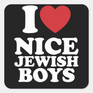 I Love Nice Jewish Boys I Heart Groovy Retro Square Sticker