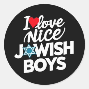 I Love Nice Jewish Boys Jews Hebrews Hanukkah Classic Round Sticker