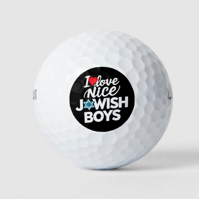 I Love Nice Jewish Boys Jews Hebrews Hanukkah Golf Balls (Front)