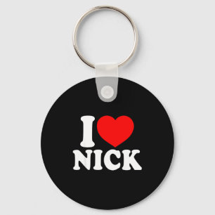I Love Nick, I Heart Nick Name, Red Heart Valentin Key Ring