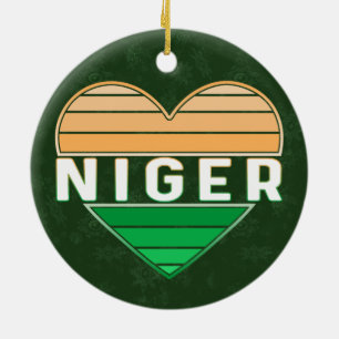 I Love Niger, Nigerien Heart Ceramic Tree Decoration